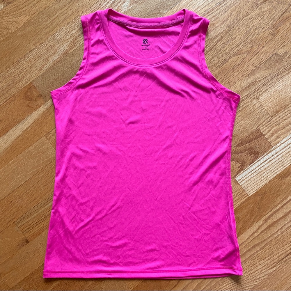 Champion XS hot pink solid athletic exercise running sleeveless tank activewear